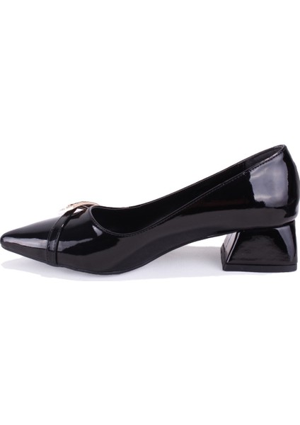 DZA07-1274309 Siyah Rugan Klasik Topuklu Kadın Ayakkabı modelleri