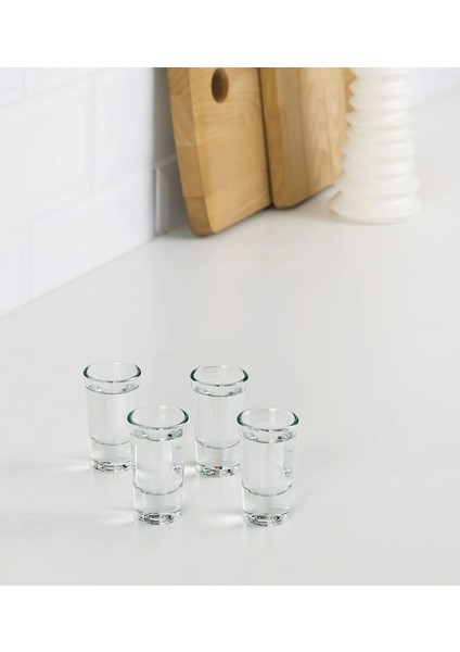 4'lü Set Mini Shot Bardağı Hacim 25 ml Ikea 4 Adet Likör Şat Bardağı Cam Bardak Yükseklik 7 cm