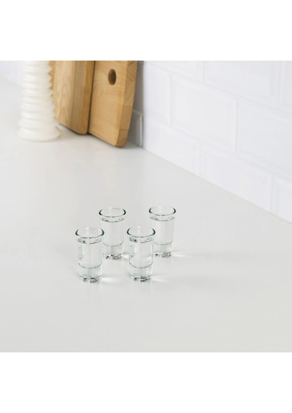 4'lü Set Mini Shot Bardağı Hacim 25 ml Ikea 4 Adet Likör Şat Bardağı Cam Bardak Yükseklik 7 cm