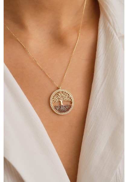 14 Ayar Altın Hayat Ağacı Kolye