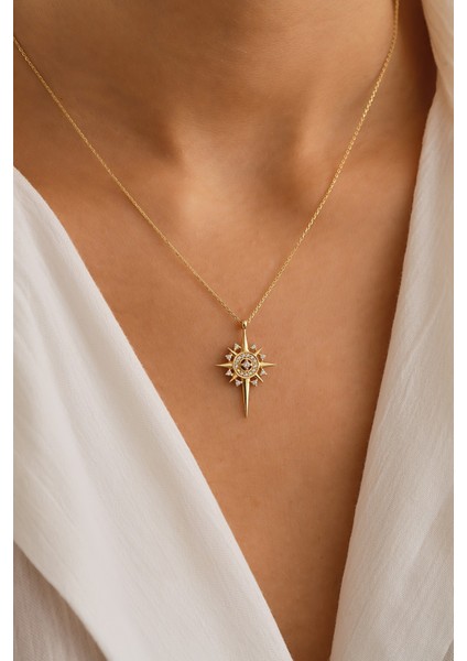 14 Ayar Altın Kutup Yıldızı Kolye