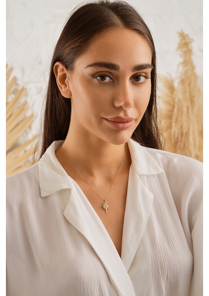 14 Ayar Altın Kutup Yıldızı Kolye modelleri