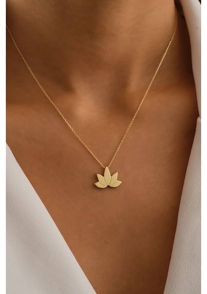 14 Ayar Altın Lotus Çiçeği Kolye