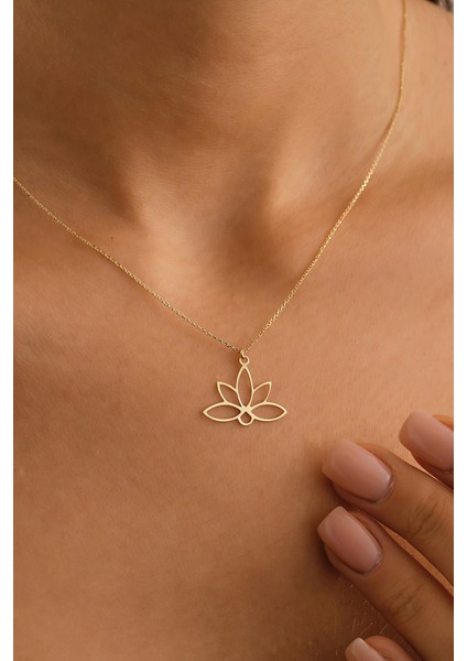 14 Ayar Altın Lotus Çiçeği Kolye
