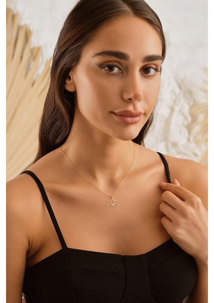 14 Ayar Altın Lotus Çiçeği Kolye modelleri