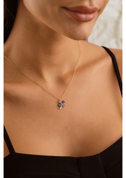 14 Ayar Altın Renkli Yonca Kolye fiyatları