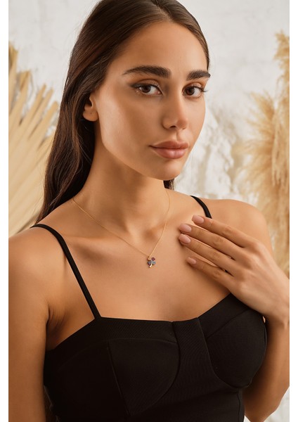 14 Ayar Altın Renkli Yonca Kolye modelleri