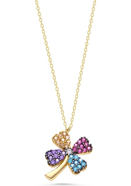 14 Ayar Altın Renkli Yonca Kolye fırsatları