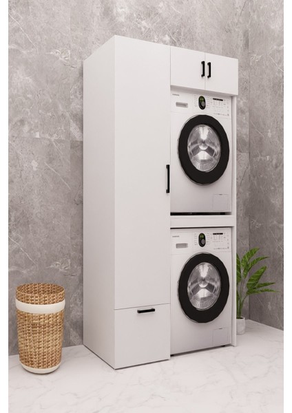 Mdf Çamaşır Makinesi Kurutma Makinesi Dolabı Ütü Masalı Çekmeceli