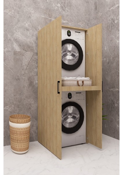 Mdf Çamaşır Makinesi Kurutma Makinesi Dolabı Çekmeceli