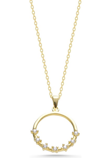 14 Ayar Altın Taşlı Daire Kolye fırsatları