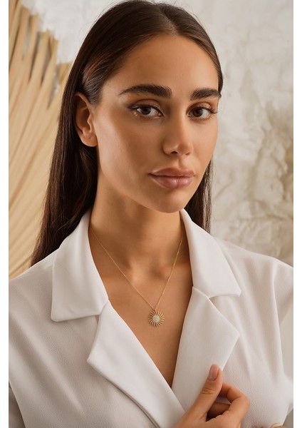 14 Ayar Altın Güneş Kolye modelleri