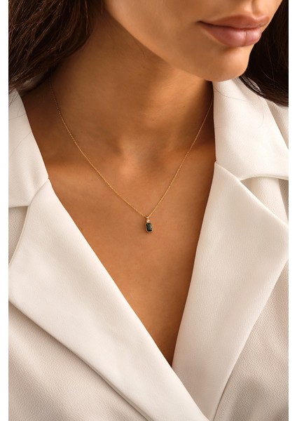 14 Ayar Altın Yeşil Baget Kolye fiyatları