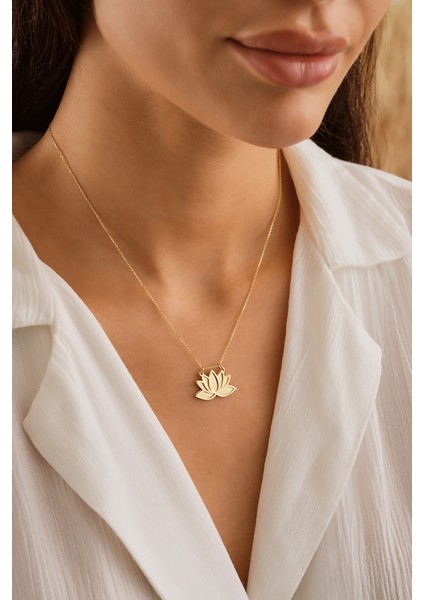 14 Ayar Altın Kapaklı Lotus Çiçeği Kolye fiyatları