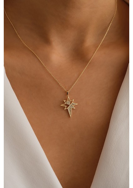 14 Ayar Altın Kutup Yıldızı Kolye