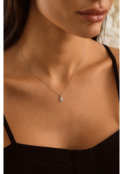 14 Ayar Beyaz Altın Damla Kolye fiyatları