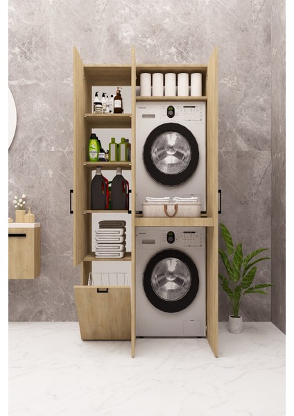 Mdf Çamaşır Makinesi Kurutma Makinesi Dolabı Kapaklı