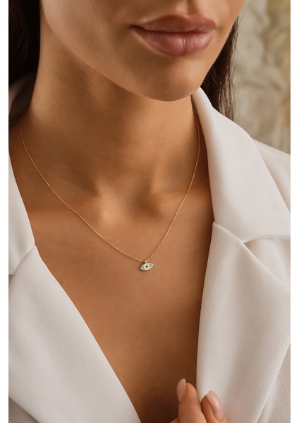 14 Ayar Altın Mineli Göz Kolye fiyatları