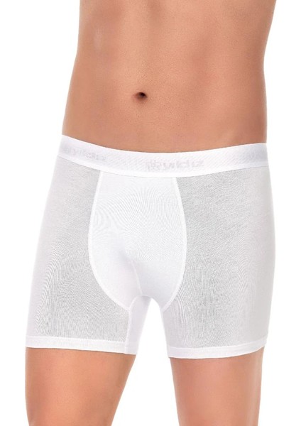Erkek Beyaz Tekli Modal Boxer