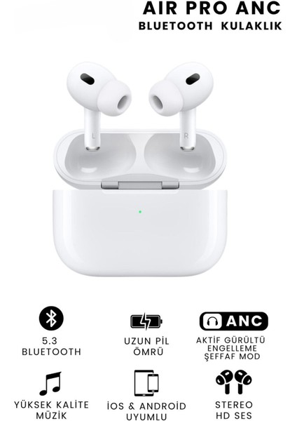 Air Pro Anc Gürültü Engelleyici Bluetooth Kulaklık Ios ve Android Uyumlu Kablosuz Kulaklık fiyatları