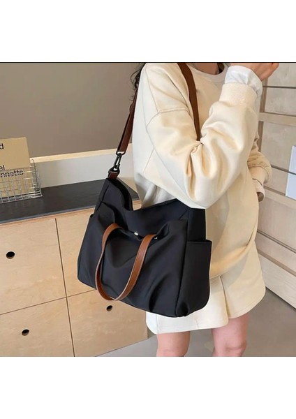 Çanta Kanvas Şık Kadın Siyah Elde Yada ;Omuzda Taşınabilir