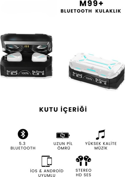M99 Plus+ Oyuncu Kulaklığı Enc Mod Aktif Ios ve Android Tüm Telefonlara Uyumlu Bluetooth Kulaklık