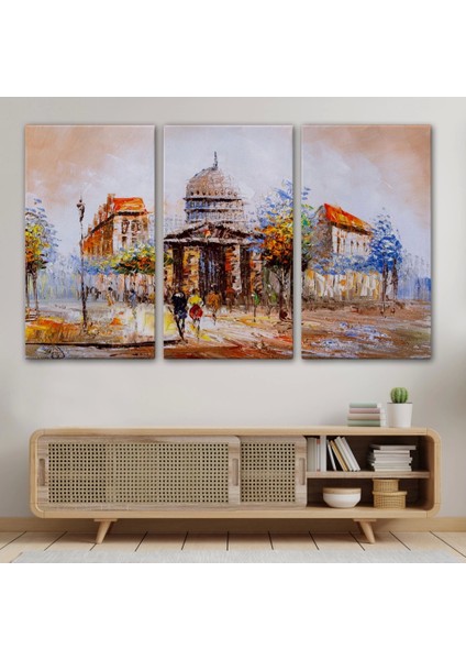 - Paris Sokakları Yağlıboya Görünüm Dekoratif Kanvas Duvar TABLOSU-3485