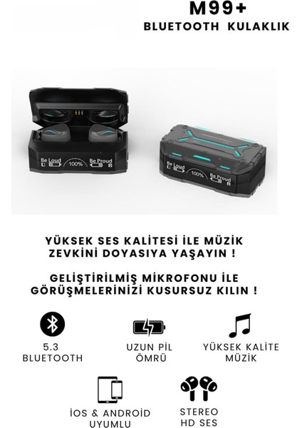 M99 Plus+ Oyuncu Kulaklığı Enc Mod Aktif Ios ve Android Tüm Telefonlara Uyumlu Bluetooth Kulaklık