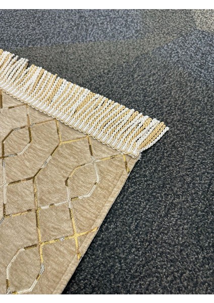 Şönil Kumaş Altın Nakış Seccade - Cappuccino modelleri