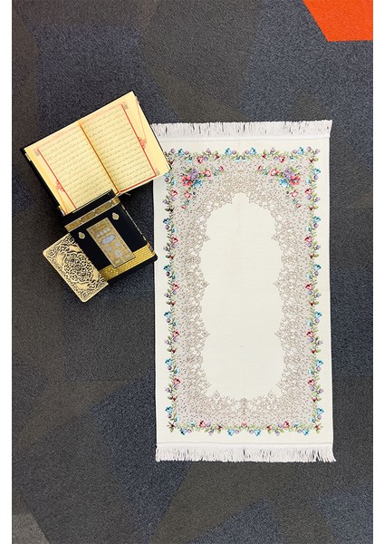 Şönil Kumaş Gülzar Seccade - Krem