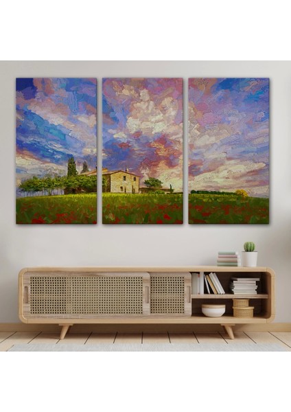 - Toskana Italyadaki Kırmızı Gelincik Tarlası Yağlıboya Görünüm Kanvas TABLOSU-3697 modelleri