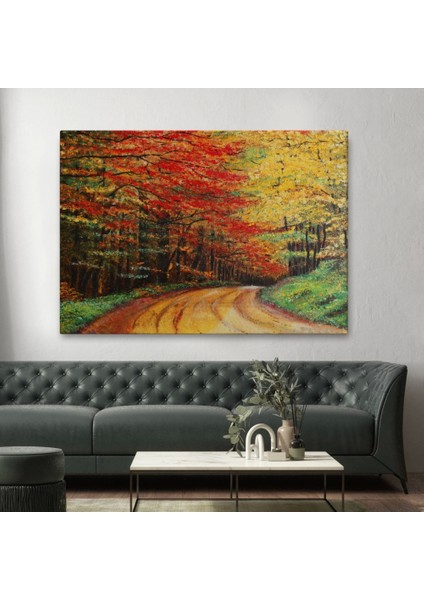 - Orman Yolu Yağlıboya Görünüm Dekoratif Kanvas Duvar TABLOSU-3764