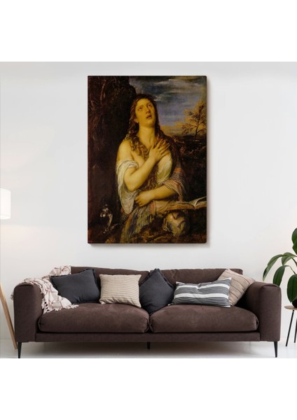 - Titian Tiziano Vecellio'un 'tövbe Eden Magdalene' Eseri Kanvas TABLO-5125