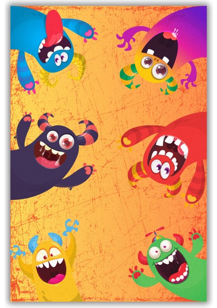 Renkli Sevimli Canavarlar Kaymaz Tabanlı Yıkanabilir Antialerjik Çocuk Halısı fiyatları