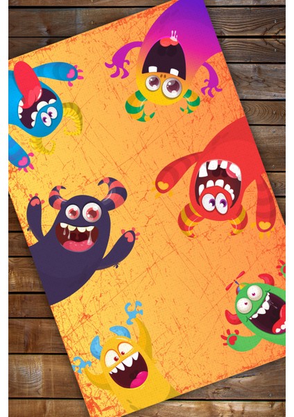 Renkli Sevimli Canavarlar Kaymaz Tabanlı Yıkanabilir Antialerjik Çocuk Halısı modelleri