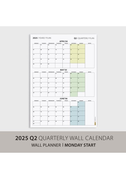 Üç Aylık Planlayıcı 2025 Duvar Takvimi, Nisan - Haziran 2025, 90 Günlük Planlama, Yılın Ikinci Çeyreği Takvimi - 35X50CM modelleri