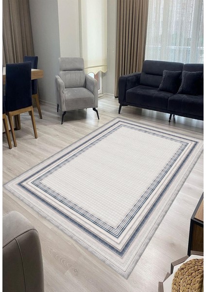Gri Dijital Baskı Salon Halısı Kaymaz Tabanlı Yıkanabilir Halı Yolluk