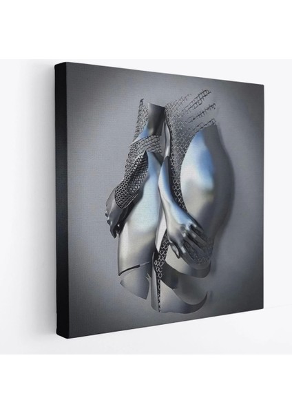 - Romantik Beden, 3D Efekti Gri ve Gümüş Insan Metalik Kanvas TABLO-5359 fiyatları