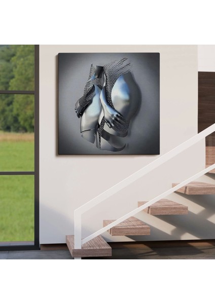 - Romantik Beden, 3D Efekti Gri ve Gümüş Insan Metalik Kanvas TABLO-5359 fırsatları