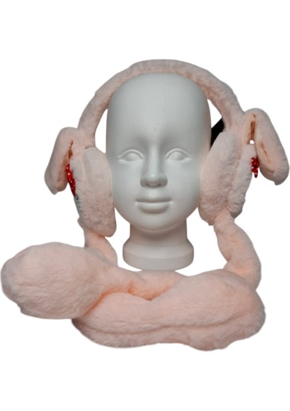 Kız Çocuk Pembe Renk Hello Kitty Figürlü Pompalı ve Sesli Oynar Kulak Kışlık Peluş Kulaklık
