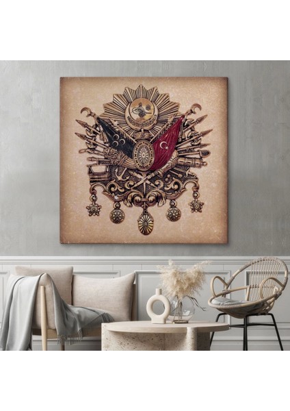 - Osmanlı Tuğrası Dekoratif Kanvas TABLO-5804