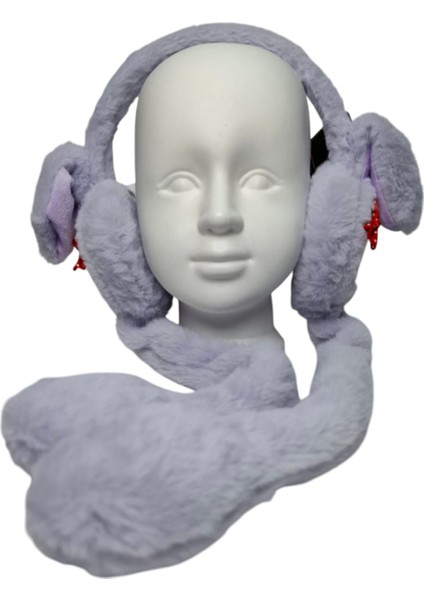 Kız Çocuk Lila Renk Hello Kitty Figürlü Pompalı ve Sesli Oynar Kulak Kışlık Peluş Kulaklık fiyatları