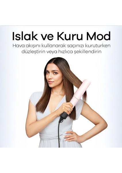 Airstrait Yüksek Hızlı Hava Üflemeli Saç Düzleştirici Islak / Kuru - Pembe