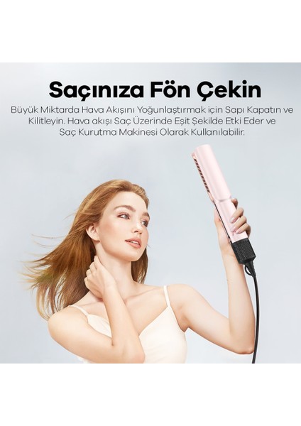Airstrait Yüksek Hızlı Hava Üflemeli Saç Düzleştirici Islak / Kuru - Pembe