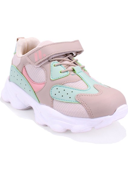 DJA76-AP730 Bej Yeşil Günlük Kız Çocuk Spor Ayakkabı