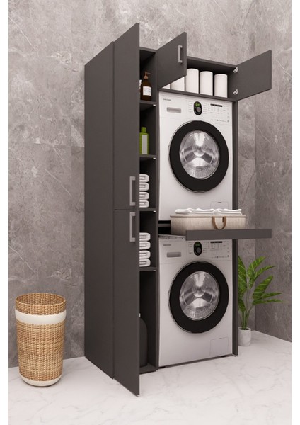 Mdf Çamaşır Makinesi Dolabı Kurutma Makinesi Dolabı Çekmeceli