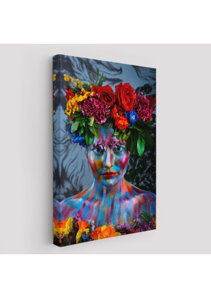 - Renkli Çiçek Taçlı Kız Kanvas TABLO-5989 fiyatları