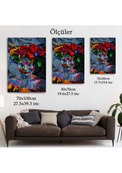 - Renkli Çiçek Taçlı Kız Kanvas TABLO-5989 indirimleri