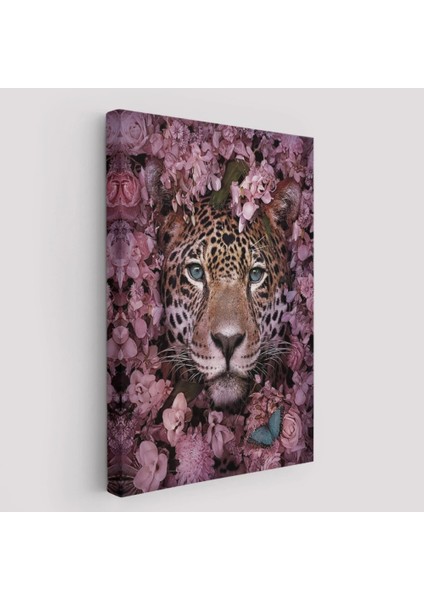 - Pembe Çiçekler Arasında Vahşi Leopar Dekoratif Duvar TABLOSU-6195 fiyatları