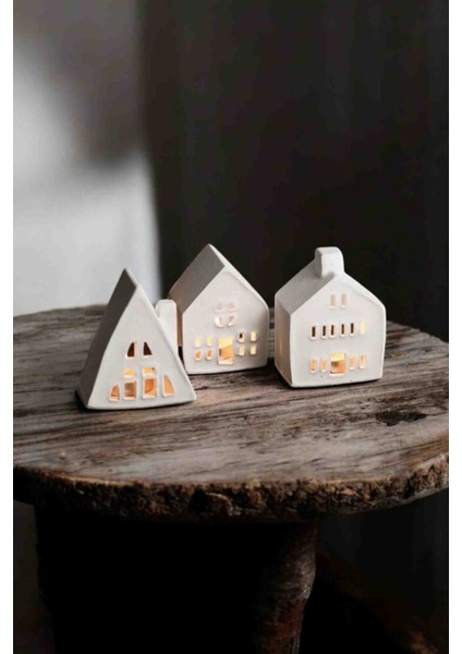 Dekoratif 3lü Tealight Ev Mumluk